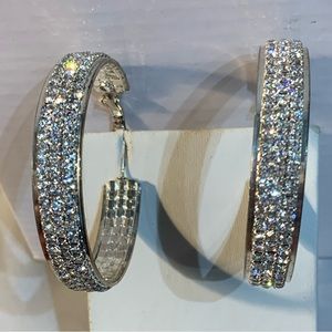 New gorgeous rhinestone thick hoops